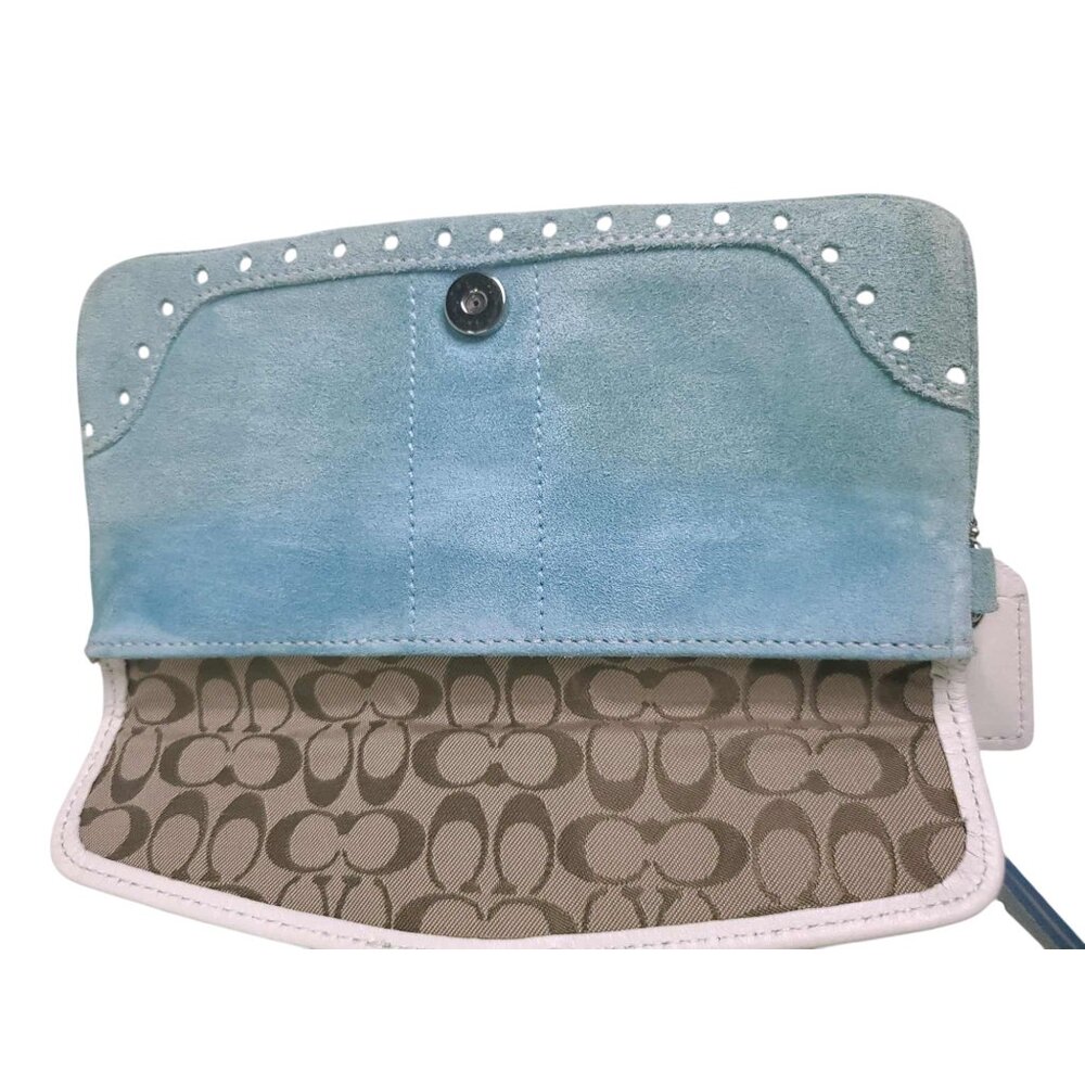 COACH Vintage Hamptons Aquamarine  Y2K Suede Satchel with Wristlet - Picture 6 of 13